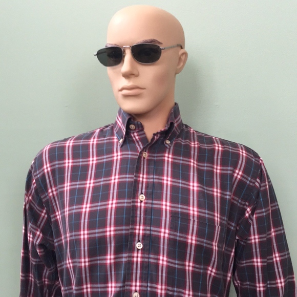 Burberry Grey Plaid Button Up Shirt